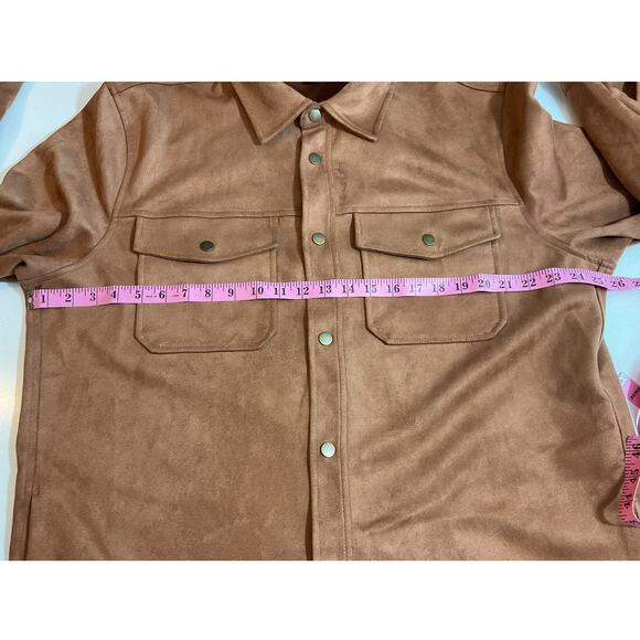 NWOT Frye Faux Suede Shirt Jacket, Shacket, Snap Closure, Brown Men's Size XL - Picture 4 of 9